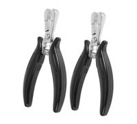 LALADEFIEE 2 Pièces Pince à Extensions de Cheveux Noire Outil Pince à Clip pour Pose et Retrait Précis Chrome pour Extensions Tape-in Nano et Micro-anneaux Prise Ferme et Ergonomique pour et