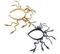 LALADEFIEE 2 pièces Serre-tête Méduse Couronne Serpent Flexible Accessoire Costume Égyptien pour Femme Bandeau Décoratif pour Fête et Halloween Design Authentique Vert et Doré