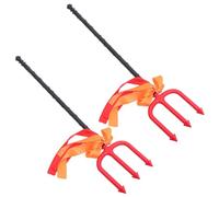 LALADEFIEE 2 pièces Trident Plastique Réaliste Accessoire Costume Halloween pour Adultes et Fourche Diable Rouge pour Cosplay et Fête Costumée