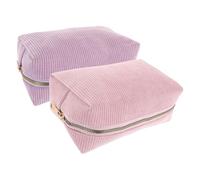 LALADEFIEE 2 pièces Trousse Maquillage Côtelée pour Femmes Pochette Cosmétique à Compartiments Multiples Sac de Toilette Portable Résistant et Facile à Nettoyer pour Voyage et Usage