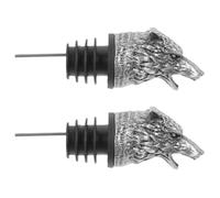 LALADEFIEE 2 pièces Verseur de Vin Animal Tête de Loup Alliage de Zinc Aérateur et Bouchon pour Bouteille Accessoire Bar Original pour Vin et Whisky Lot