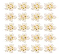 LALADEFIEE 20 Breloques Décoratives pour Ongles en Acrylique Blanc 3D Fleurs Perles Blanches Accessoires Nail Art pour Manucure Élégante Petites Décorations pour Usage Quotidien