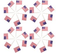 LALADEFIEE 200 Pièces de Cure-dents Drapeaux en Bois pour Décoration de Gâteaux et Cupcakes, Accessoires Sûrs et Sains pour Fêtes et Événements D'entreprise