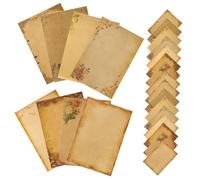 LALADEFIEE 24 feuilles Lot de Papier à Lettre Vintage Kraft Imprimé Cartes Vierges pour Écrire et Imprimer Papier Écriture Portable pour Lettres de Remerciement Poèmes et Correspondance