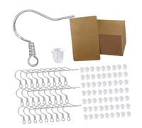 LALADEFIEE 250 pièces Kit Boucles Oreilles Semi-fini avec Crochets Métal et Supports Caoutchouc Accessoires DIY pour Fabrication de Bijoux Comprend Crochets Bouchons et Cartes Présentoirs