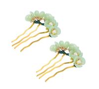 LALADEFIEE 2pcs Bâtonnets à Cheveux Chinois Vintage en Fer Vert, Légers et Solides pour Cheveux, Accessoires Coiffure Élégants pour Rendez-exercices