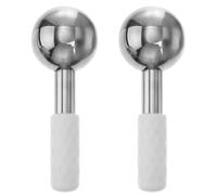LALADEFIEE 2pcs Globes de Glace Facial en Acier Inoxydable Argenté, Masseur Visage Rafraîchissant pour Réduire Poches et Rides, Outil Beauté pour Yeux et Visage Couleur Couleur Aléatoire