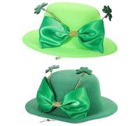 LALADEFIEE 2pcs Petits Chapeaux Trèfle Saint-patrick, Accessoires Cheveux Confortables en Pulpe et Pet, Construction Stable, pour Fête et Célébrations