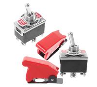 LALADEFIEE 2pièces Interrupteur à Bascule Robuste avec Capuchon de Sécurité Rouge Interrupteur Bi-polaire pour Automobile Installation Facile et Protection Anti-activation Accidentelle
