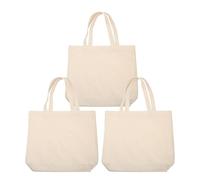 LALADEFIEE 3 pièces Cabas Toile Capacité Importante pour Courses Réutilisable Écologique avec Poignées Souples Rangement Portable Polyvalent