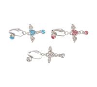 LALADEFIEE 3 Pièces Clip de Nombril Non Percé avec Cristal Coeur et Aile Ange Bijoux Faux Piercing Ventre Zircon Anneaux Pendants pour Femmes Accessoires Mode Sans Perçage