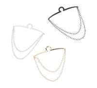 LALADEFIEE 3 Pièces Lot de 3 Pinces à Cravate pour Homme en Métal, Double Chaîne en U, Compatibles avec Chemises et Costumes, Couleurs Argenté, Or, Noir - Accessoires Élégants pour Réunions