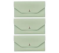 LALADEFIEE 3 Pièces Portefeuille Enveloppe Vert PU pour Femme Lot de Porte-Monnaie Fin et Organisateur Compact avec Bouton-Pression pour Gestion de Budget et Transport Facile