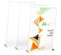 LALADEFIEE 3 Pièces Présentoir de Table Acrylique Transparent Lot de Porte-cartes Résistants et Polyvalents pour Menu Bureau Restaurant