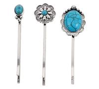 LALADEFIEE 3 pièces Set de Pinces Cheveux Turquoise Style Rétro Épingles Décoratives Stables Accessoires Coiffure Western Jolies Pinces Colorées Polyvalentes pour Toutes Occasions