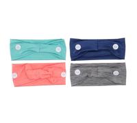 LALADEFIEE 4 pièces Bandeau Large Élastique avec Boutons pour Sport et Yoga Bandeau Respirant Anti-transpiration pour Femmes Protection Oreilles pour Infirmières et Médecins