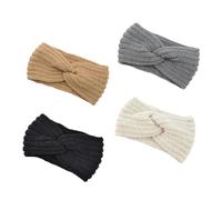 LALADEFIEE 4 pièces Bandeaux Cheveux Femme Hiver Tricotés Croisés Lot de Confortables et Chauds Accessoires Extensibles pour Sport et Soins Du Visage Noir Beige Camel Gris