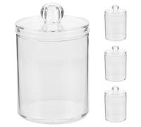 LALADEFIEE 4 Pièces Boîte de Rangement Maquillage avec Couvercle, Plastique | Organisation du Plan de Toilette, Surface Lisse Agréable au Toucher, pour Bijoux et Petits Objets
