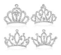 LALADEFIEE 4 pièces Couronnes Princesse avec Peigne Strass Argenté Accessoires Cheveux Léger et Confortable pour Fête Anniversaire Garçon Fille et Photos