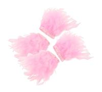 LALADEFIEE 4 Pièces Manchettes de Poignet Organza avec Plumes Légères et Élégantes pour Femmes Accessoires Décoratifs pour Nail Art Photographie et Salons