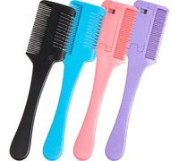 LALADEFIEE 4 pièces Peigne Effileur Double Face Rasoir de Coupe Cheveux et Sécurisé Outil Coiffure Polyvalent pour Femmes et Hommes Usage Salon et Maison Compatible Cheveux Secs et Mouillés