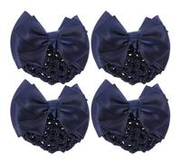 LALADEFIEE 4 pièces Pince à Cheveux Filet Chignon avec Nœud Bleu Accessoires Coiffure Femme Clip Élastique Décoratif pour Coiffures Professionnelles