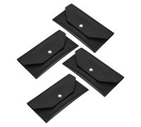 LALADEFIEE 4 Pièces Portefeuille Enveloppe en Cuir PU Noir, Réutilisable, Imperméable, pour Gestion du Budget et Économies D'argenté, pour Femmes et Hommes, Voyages