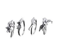 LALADEFIEE 4 pièces Set de Bagues Dinosaure Délicates Réglables Alliage de Zinc pour Femmes Bijoux de Mode Élégants avec Designs Stegosaurus Tyrannosaurus Brachiosaurus et Triceratops