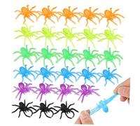 LALADEFIEE 48 Pièces Araignées Élastiques Halloween Réalistes TPR Jouets Farceurs Simulant Insectes pour Fête de Sachets et Accessoires de Jeu
