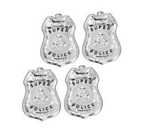 LALADEFIEE 4pièces Badge De Police Métallique Écusson Pour Déguisement Accessoires De Costume Halloween De Rôle Pour Garçon Fille