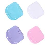 LALADEFIEE 4pièces Boîte pour Prothèse Dentaire Orthodontique Étui Portable avec Aération Format Voyage Compact pour Appareil de Contention