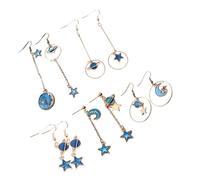 LALADEFIEE 5 paires Boucles Oreilles Asymétriques Lune Étoile Set Pendantes Mode Femme Élégantes pour Fêtes et Quotidien
