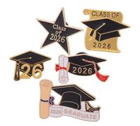 LALADEFIEE 5 Pièces Broches Émail Graduation Lot Pins Chapeau Diplôme Souvenirs Fête Remise Diplômes Accessoires Décoratifs pour Cérémonie Scolaire
