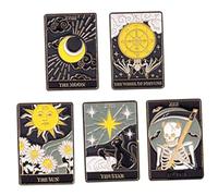 LALADEFIEE 5 pièces Broches Émail Tarot Alliage Épingles Décoratives pour Sacs à Dos Vestes Chapeaux et Vêtements Accessoires Mode