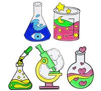 LALADEFIEE 5 pièces Lot de Broches Émail Décoratives Thème Science Épingles Col et Pin pour Femmes Accessoires Légers pour Fêtes Anniversaires et Usage Quotidien