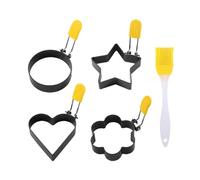 LALADEFIEE 5 pièces Lot de Moules Créatifs pour Oeufs Au Plat Antiadhésifs avec Pinceau Anneaux Acier Inoxydable Épais pour Cuisson Facile et Démoulage Rapide