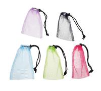 LALADEFIEE 5 Pièces Sacs Filet Colorés avec Cordon Serrage pour Rangement Voyage Sacs Petits Mailles Ventilés pour Accessoires Natation Organisation Bagages et Bureau