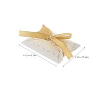 LALADEFIEE 50 Boîtes Oreiller en Papier à Motif Doré pour Bonbons Boîtes à Dragées Mariage avec Ruban Doré Contenants Légers pour Fêtes Anniversaires et Célébrations