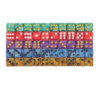 LALADEFIEE 50 pièces Dés Acrylique Multicolores Texture Nacrée Dés Pointus Légers pour Jeux de Société Accessoires Pratiques pour Fêtes et Enseignement