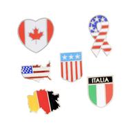 LALADEFIEE 6 pièces Broche Créative Alliage Épingle à Revers Drapeaux Du Monde Décoration Costume Unique Petit Cadeau pour Fête et Banquet Style Mixte