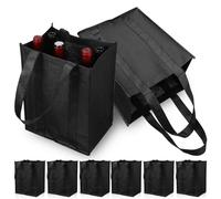 LALADEFIEE 6 pièces Cabas Porte-Bouteilles de Vin Non Tissé avec Diviseur Flexible Isolant Haute Capacité pour Voyage Pique- 6PCS