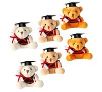 LALADEFIEE 6 pièces Porte-clés Ours de Remise de Diplôme Peluche Pendentif Ours Docteur Doux Accessoire Décoratif pour Sacs et Clés Cadeau Étudiant Couleurs Blanc et Marron
