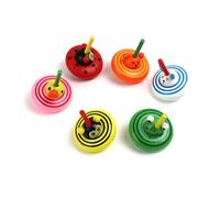 LALADEFIEE 6 Pièces Toupies Bois Colorées avec Animaux Drôle pour Garçon Fille Stimule Créativité et Coordination Main-œil Mini Matériau Bois Sûr Styles Aléatoires