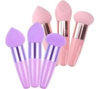 LALADEFIEE 6pcs Éponges de Maquillage Champignon en Latex Manche, Lavables, pour Fond de Teint Mousse, Outil de Beauté Pratique et Portable