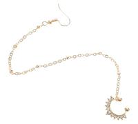 LALADEFIEE Anneau de Nez Doré avec Chaîne et Cristaux Bijou Oreille Non Percé Anneau Pendentif Artistique pour Femmes Style Danse et Culture Africaine