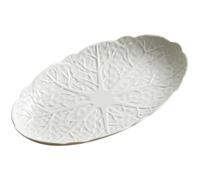 LALADEFIEE Assiette Céramique Ovale pour Poisson Vapeur Plateau de Service Créatif Porcelaine Blanche Plat de Dîner Élégant et Facile à Nettoyer pour Usage Domestique