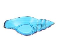 LALADEFIEE Assiette de Collations en Verre Thème Océan Bleu, Forme Conque, Compatible Micro-ondes, Pour Fêtes et Repas Familiaux