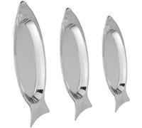 LALADEFIEE Assiette de Service en Acier Inoxydable Forme Poisson 3 Pièces Plateau de Cuisson Magnétique pour Poisson Plat Gastro Restaurant Usage Quotidien