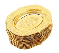 LALADEFIEE Assiettes de Présentation Dorées en Plastique Usage Polyvalent 12pcs Plateau à Gâteaux Élégant Européen 4.01x2.95 Pouces pour Desserts pour Mariage et Fête