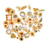 LALADEFIEE Autocollants Style Esthétique et Coloré Tournesol Auto-adhésifs en Papier Jaune 50 Pack de 50 Pièces pour Scrapbooking et Loisirs Créatifs